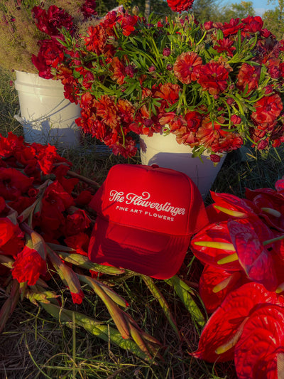 Red Flowerslinger Trucker Hat